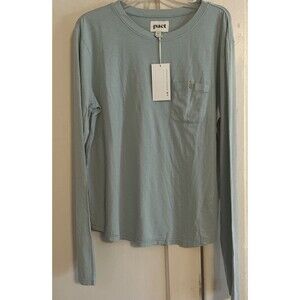 PACT Shirt Mens Size M Light Green Sea Foam Organic Cotton Pocket Long Sleeve